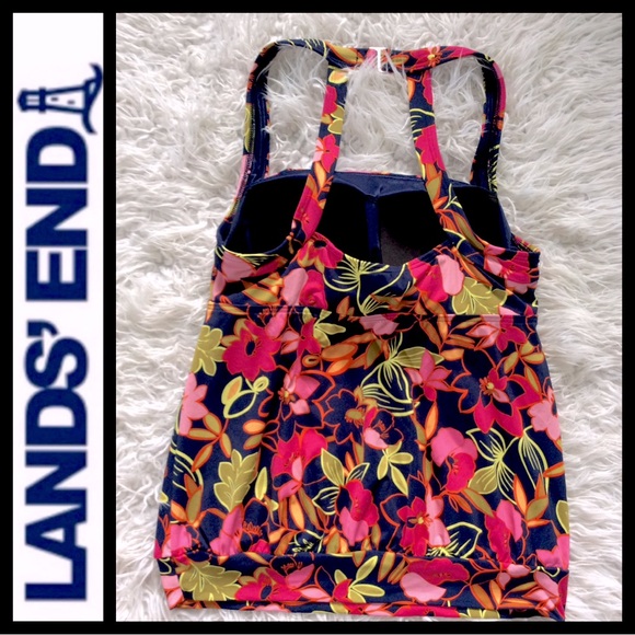 NWOT Lands’ End Deep Sea Blouson Tankini Top - Picture 5 of 6
